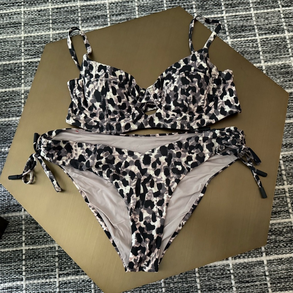 Red Carter Black and White Animal Print Bikini